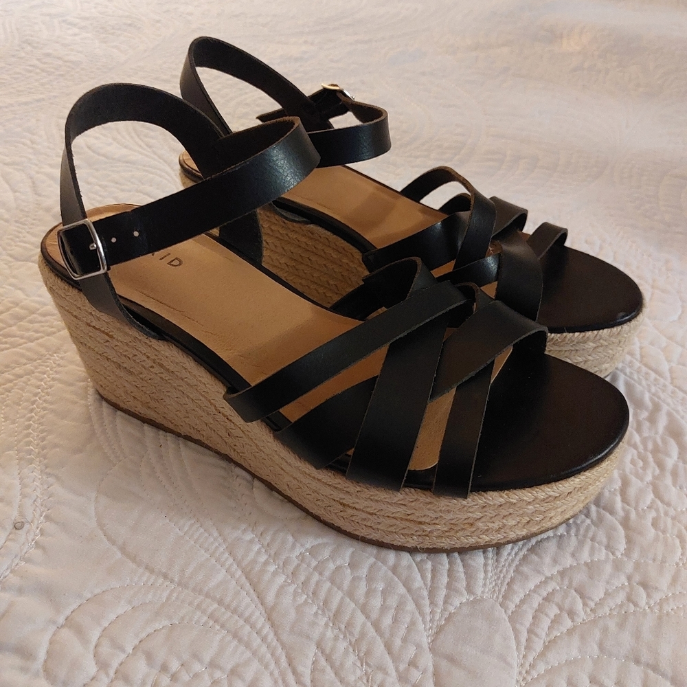 TORRID VEGAN LEATHER STRAPPY ESPADRILLE JUTE SANDALS,  DOUBLE WIDE